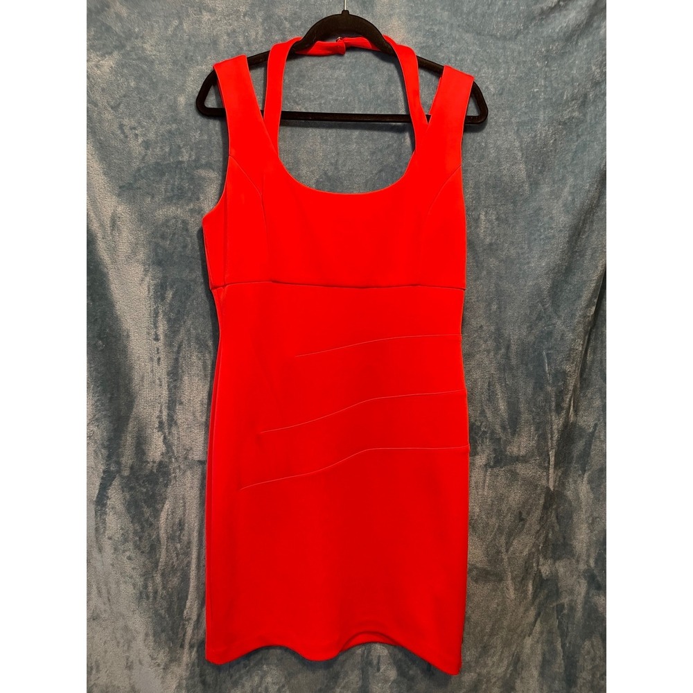 Guess Red Halter Scoop Neck Sheath Dress Size 14 GDHV6034 STW Bodycon Mini